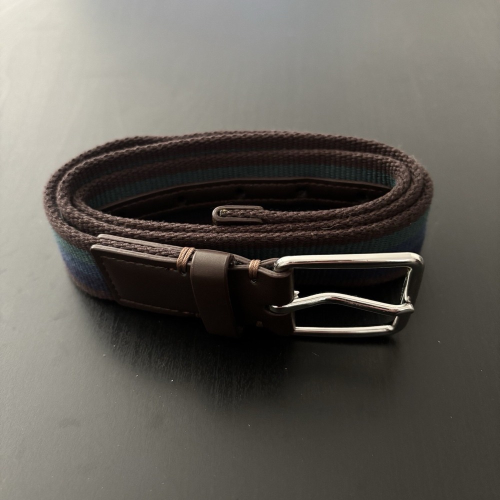 Public Opinion Woven Belt Dress Casual‎ Belt Blue Green Brown Size 32 Men's